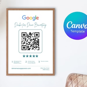 Google Bewertung Review Stars Testimonial Template for Frames and More Canva Template