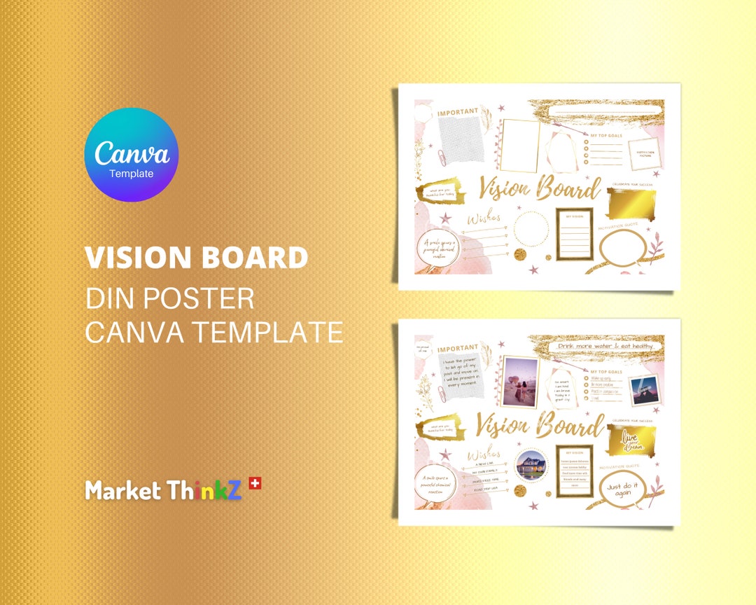 Vision Board Poster Canva Pro Template DIN Size Poster - Etsy