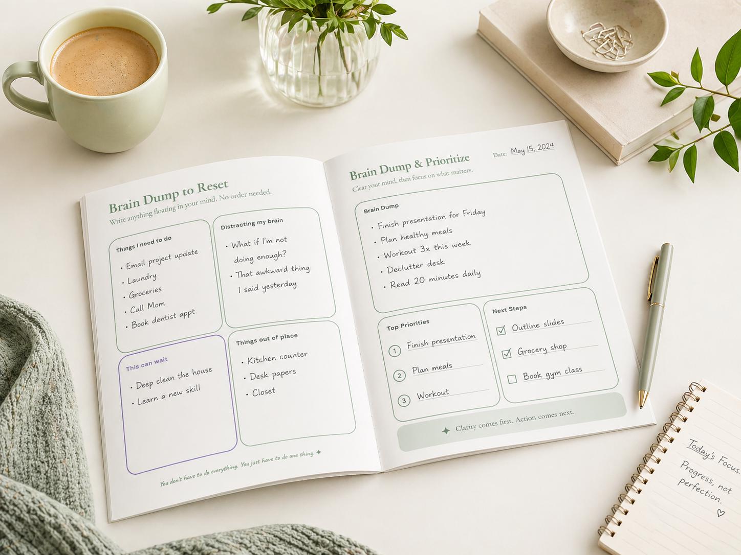 Brain Dump Worksheet Printable PDF – Mental Clarity Planner for ADHD ...
