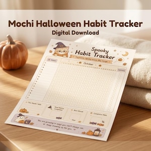 ADHS Halloween Gewohnheitstracker zum Ausdrucken Kawaii Katze Oktober Planer PDF