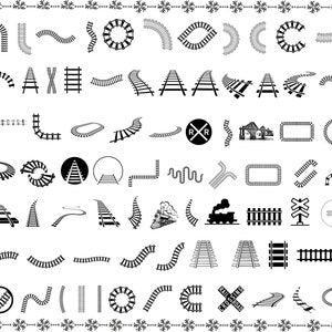 Spoorlijn silhouet Pack, spoorweg SVG, spoorweg PNG, treinspoor vector, spoorweg/spoorweg clipart set.