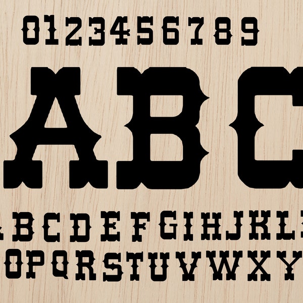 WESTERN FONT SVG, Western Alphabet Svg, Western Letters and Numbers Svg for Cricut, Cowboy Svg