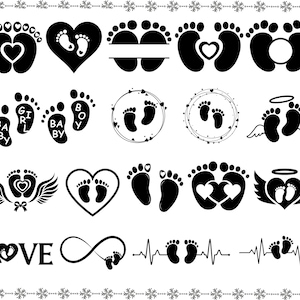 Baby Footprint SVG Baby Feet SVG Baby svg Baby Footprints clipart  Instant Download Baby Feet SVG baby Clipart Hearts Cricut