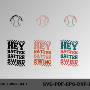 Hey Batter Batter Swing Svg - Baseball svg - Retro baseball svg - Baseball png - Summer retro svg - Baseball mom svg - Groovy svg - Png