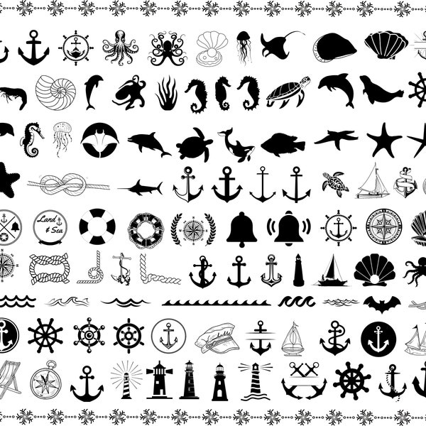 NAUTICAL SVG, Nautical Bundle Svg, Sailing Svg, Anchor Svg, Ocean Life Svg, Fish Svg, Nautical Clipart, Nautical Cut Files For Cricut