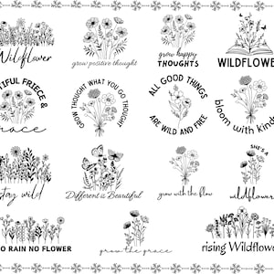 15 Wildflowers Svg, Wildflower Svg Bundle, Floral Frame Svg, Split Monogram Svg, Bouquet SVG, Floral Svg, Nature Svg, Flower Sketch Svg