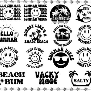15 Retro Summer SVG Bundle, Summer Svg, Beach Svg, Summertime svg, Funny Beach Quotes, Summer Quotes Svg, Svg files for cricut, Svg Bundle