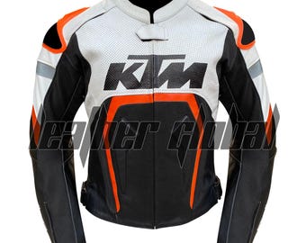 Ktm Motorbike Racing Leather Jacket-cowhide Leather and Certified