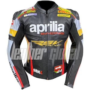 Aprilia Motorbike Racing Biker Leather Jacket Cowhide Leather And Certified Protectors