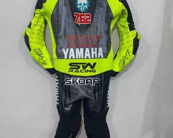 Yamaha Motorbike Racing Leather Suit: Custom MotoGP Riding Suit