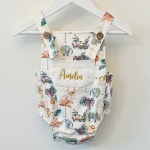Safari dungarees, personalised dungarees, embroidered dungarees