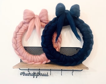 Chunky wool hand knit wreath