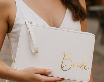 Personalized Saffiano Clutch Bag: Bridal Party Gift with Foil Name