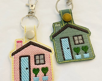 Embroidered New Home Keychain, Vinyl Housewarming Gift