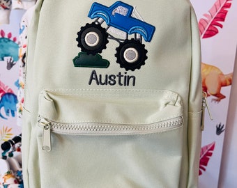 Truck backpack, embroidered backpack, personalised backpack, boys backpack