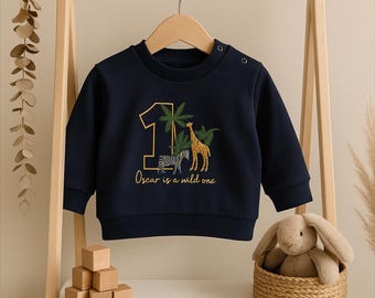 Personalized Safari Toddler Jumper: Embroidered Birthday Outfit