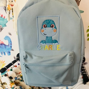 Embroidered Dinosaur backpack personalised
