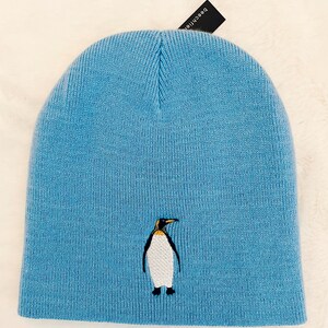 Penguin beanie, embroidered penguin beanie, penguin hat, penguin gift