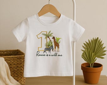 Embroidered Safari Birthday T-shirt: Personalized Wild One Outfit