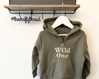 Wild one embroidered hoodie, first birthday, birthday outfit