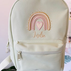 Embroidered rainbow backpack, personalised rainbow backpack, nursery backpack, back to school