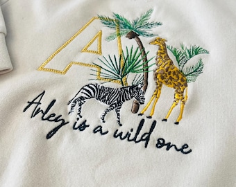 Embroidered Safari Jumper: Personalized Eco-Cotton Toddler Sweater