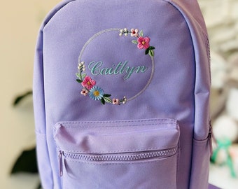 Personalised backpack, flower backpack, nursery backpack, school backpack, back to school