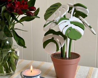 Monstera Leaf Coaster 3D-Printed Magnetic Set