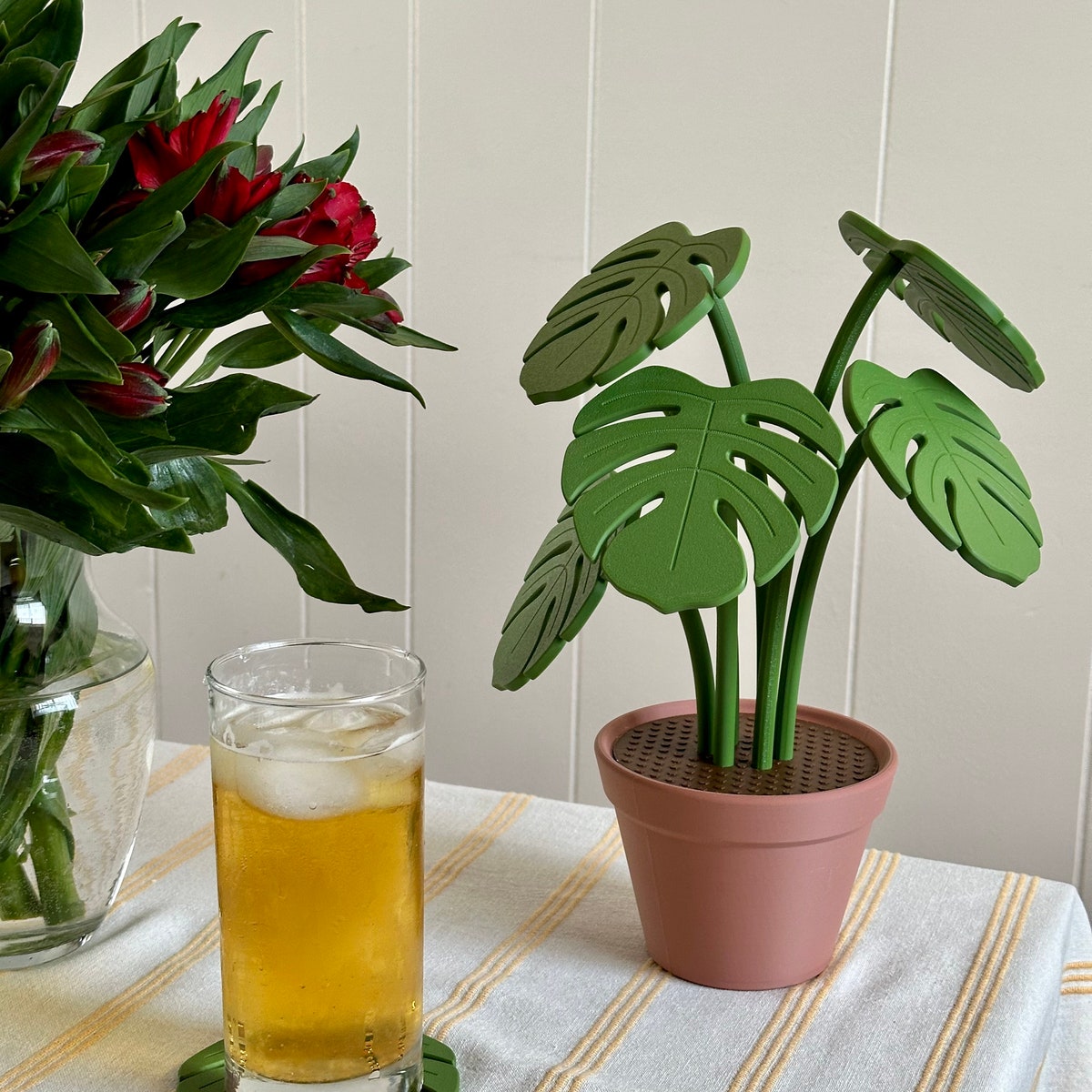 Monstera Plant Coaster 3d-printed Magnetic Set - Etsy