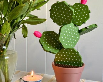 Prickly Pear Cactus Coaster 3D-Printed Magnetic Set