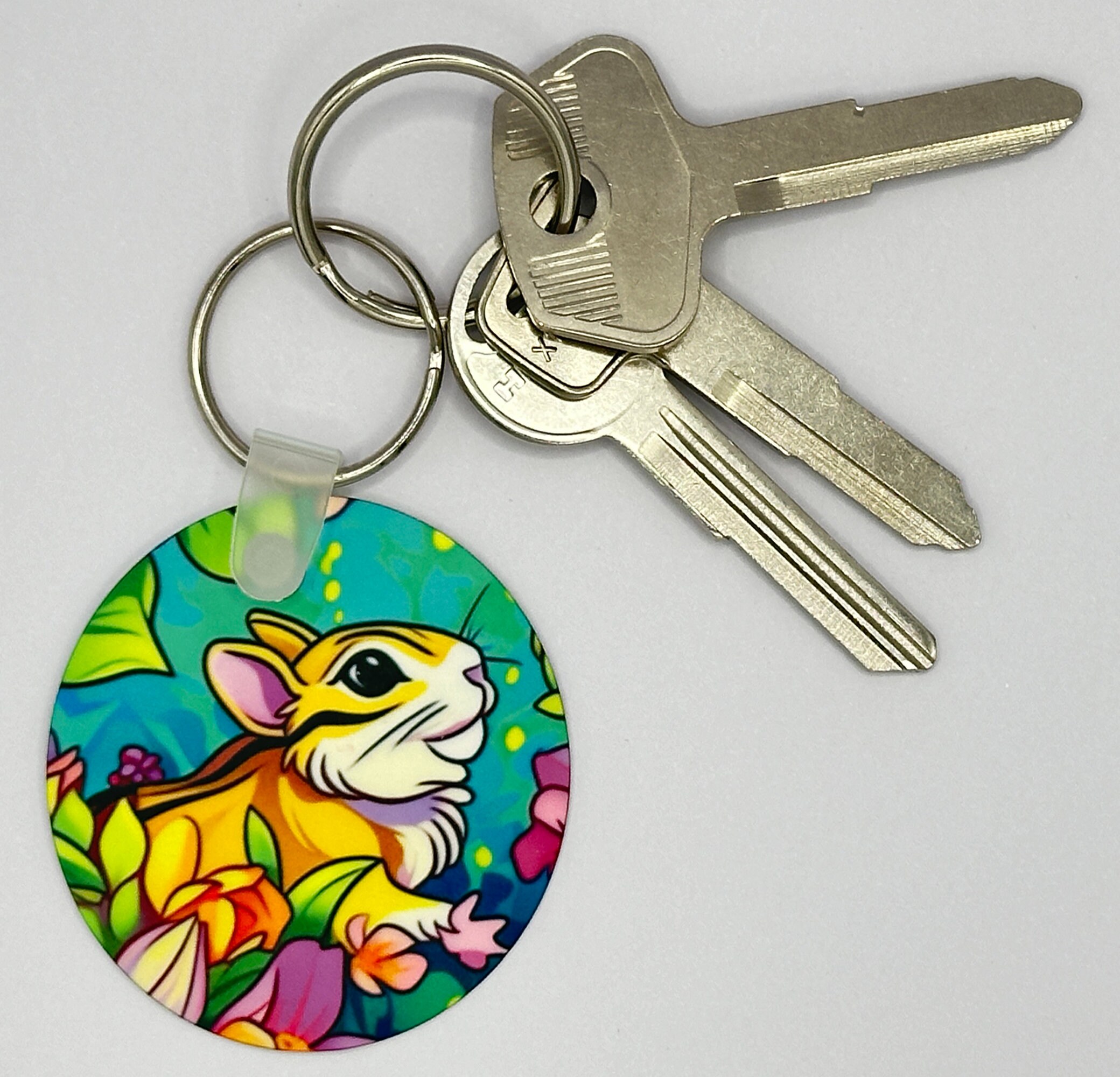 Round Aluminum Key Chain With Chipmunk - Etsy