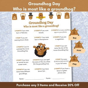 Groundhog Day, Most Like a Groundhog, Groundhog Party, Groundhog Celebration, Groundhog Game, Cell Phone Game, Social Game, Senior Adults