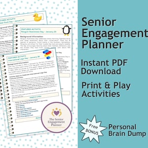 Seasonal Digital Planner, January Senior Activities, PDF Instant Download for Directors' Engagement Recreation Programs