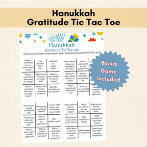 Hanukkah Gratitude, Tic Tac Toe Game, Jewish Holiday Celebration, Hanukkah Party, Festival of Lights, Jewish Game, Hanukkah Game, Jewish Fun