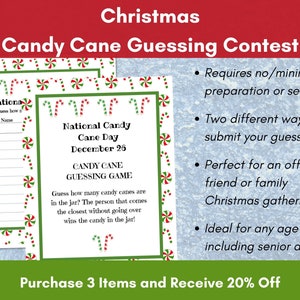 Christmas Candy Cane Game, How Many Candies in the Jar, National Candy Cane Day Party, Teen Christmas Party, Senior Adult, Printable image 2