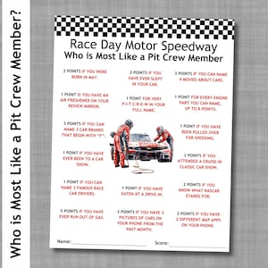 Who is Most Like, Pit Crew, Motorsports Party, Race Season Game, Racing Party, Car Activities, Office Party, Teenagers, Games for Seniors