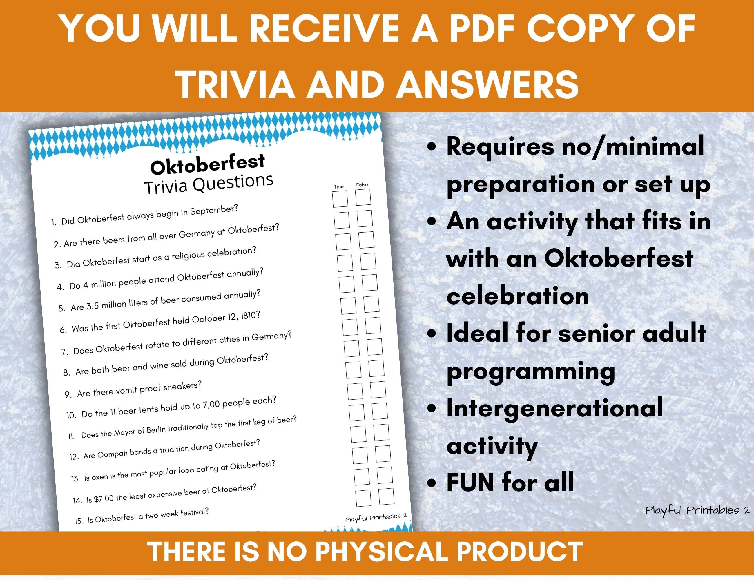 Oktoberfest Trivia, Trivia and Answers, German Celebration, Holiday Party, Senior Adult Game ...