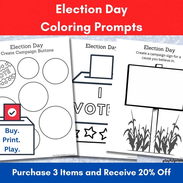 Election Day, Finish the Drawing, Creative Coloring Prompts, Drawing Prompts, Senior Living Activity, Activity Director, Teacher, Printable