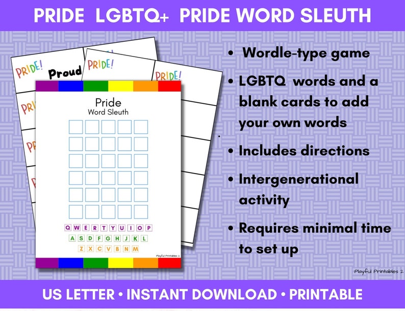 Pride Word Sleuth Printable LGBTQ Game Word Solving Puzzle Etsy