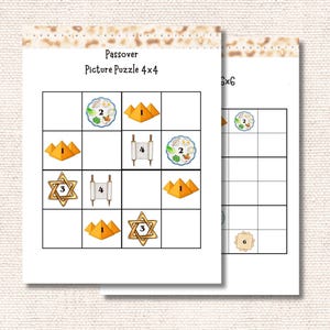 Pessach-Bilderrätsel, logisches Zahlenspiel (druckbare PDF)