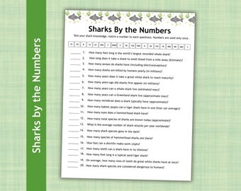 Shark Trivia Game, Shark Facts, Shark Quiz, Shark Matching Game, Shark Party Game, Classroom Unit, Office Party, Games for Seniors