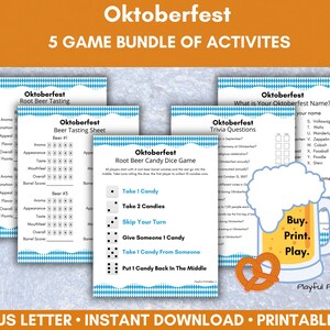 Oktoberfest Party Bundle, Beer and Root Beer Sampling, Trivia, Candy Dice, Oktoberfest Name Generator, Senior Adults, Download, Printable,
