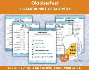 Oktoberfest Party Bundle, Beer and Root Beer Sampling, Trivia, Candy Dice, Oktoberfest Name Generator, Senior Adults, Download, Printable,