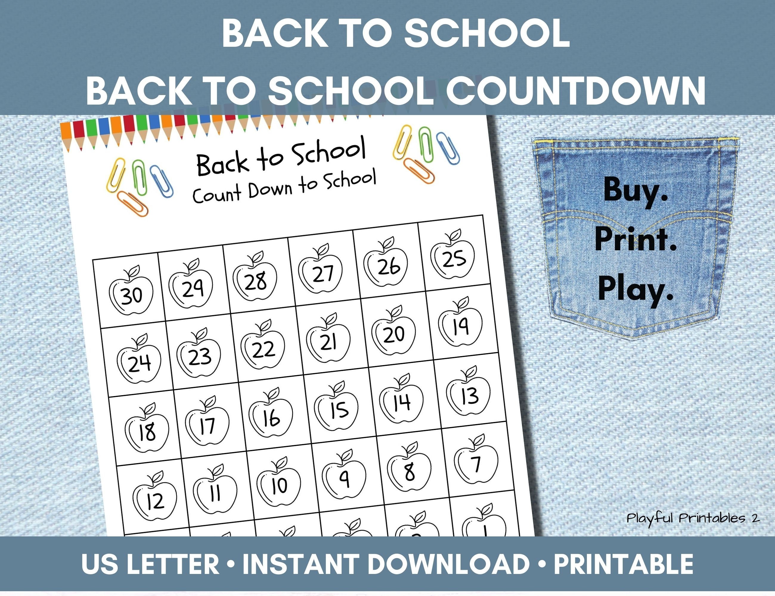 Back to School Countdown Calendar School Party End of Etsy