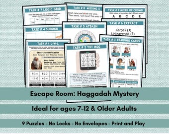 Escape Room voor de Pesach Seder, Haggadah-mysteriespel, Joodse feestdagpuzzels (digitale download)