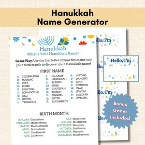 Hanukkah, Name Generator, Hanukkah Party, Hanukkah Game, Festival of Lights, Jewish Games, Icebreaker, Jewish Celebration, Youth Group