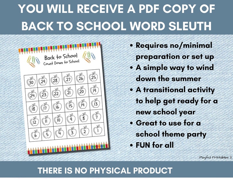 Back to School Countdown Calendar School Party End of Etsy