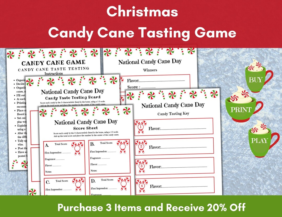 Candy Cane Game, Candy Taste Test, Christmas Party Game, Church Youth