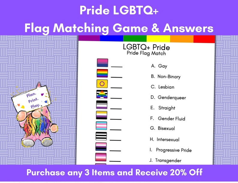 LGBTQ Pride, Flag Matching Game, Pride Month, Pride Celebration, Pride Party Game, Queer Game