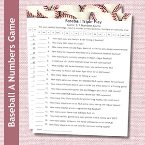 Baseball Game, Baseball Trivia, Baseball Party, Baseball Matching Game, TV Party, Baseball All-Star Game, Office Party, Games for Seniors